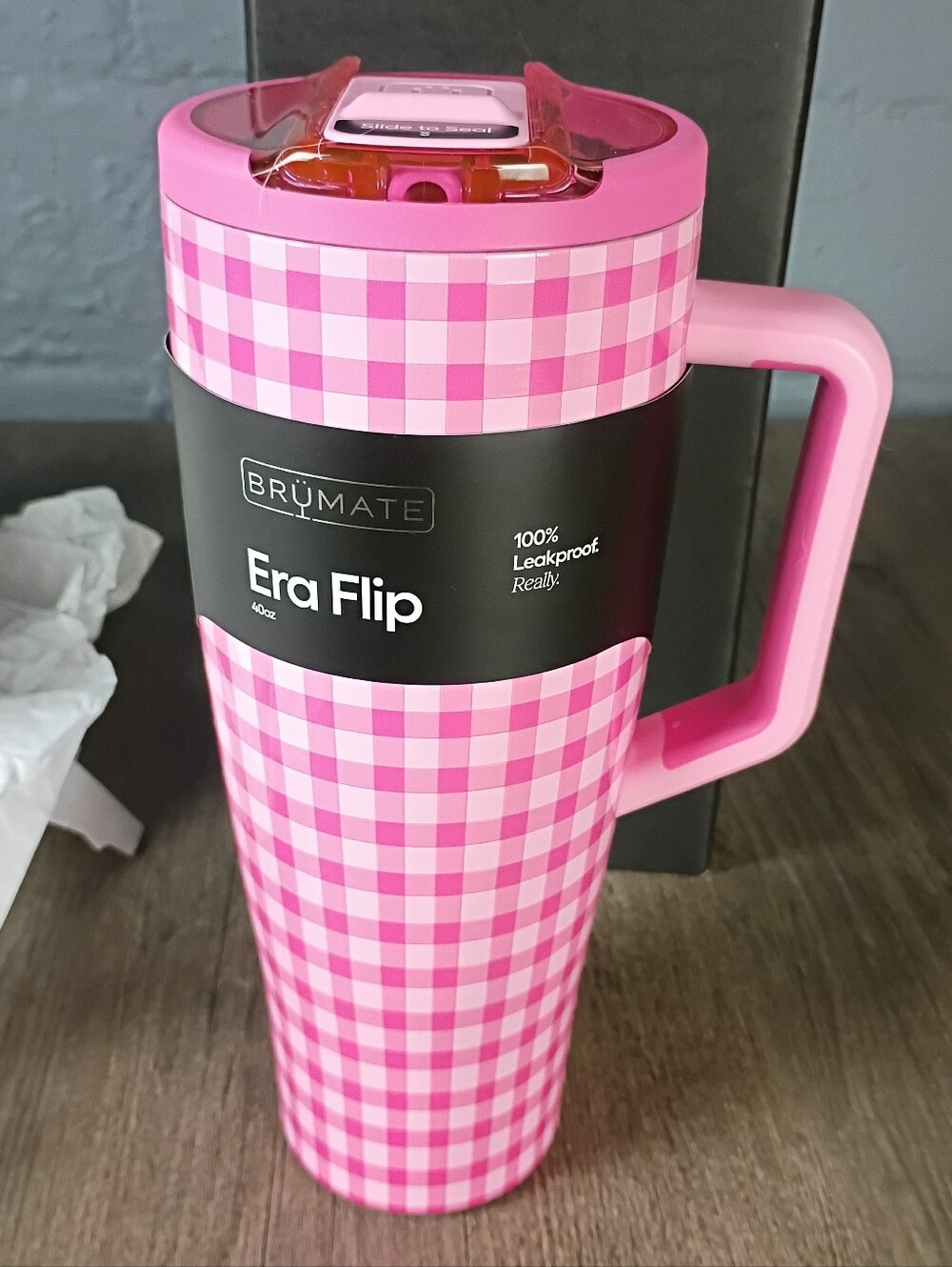 Brumate Era Flip 40oz in Pink Gingham NWT